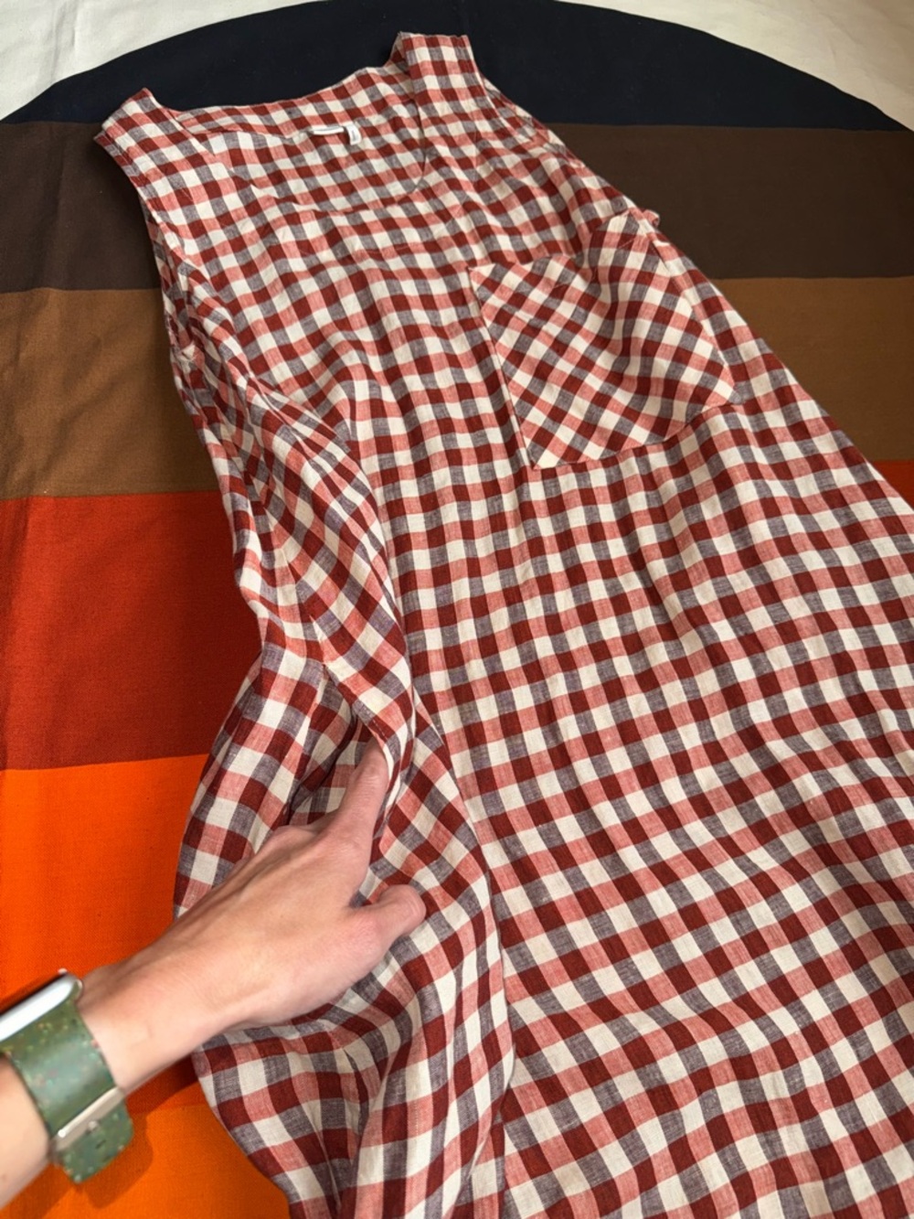 TOAST 100% Linen Gingham Maxi Swing Dress With Pockets Size S” - Picture 7 of 11